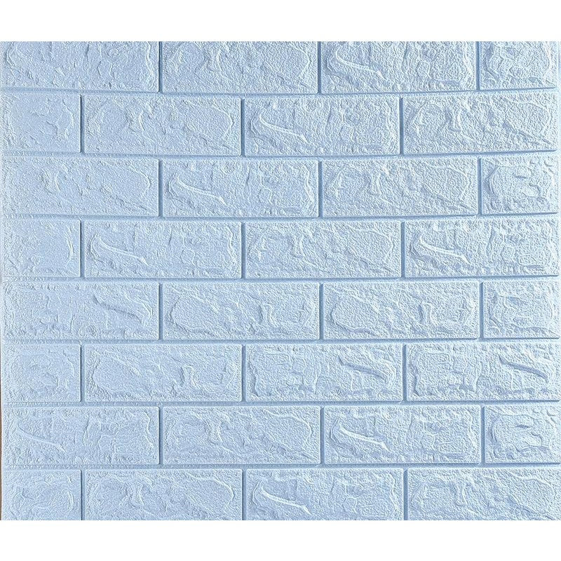 Set 10 Placi de Tapet, Klevo, Autoadezive, 70 x 77 cm, 3.5 mm Grosime, Suprafata Acoperita 5.3 mp, din PVC, Model Caramida, Albastru Deschis