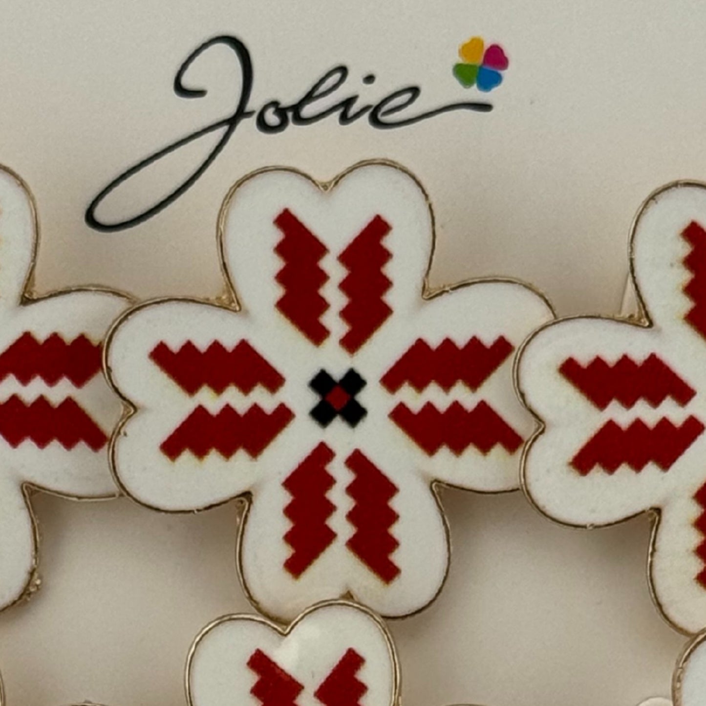 Set 12 Brose Martisor Primavara, Jolie, Model Trifoi cu Motiv Traditional Rosu
