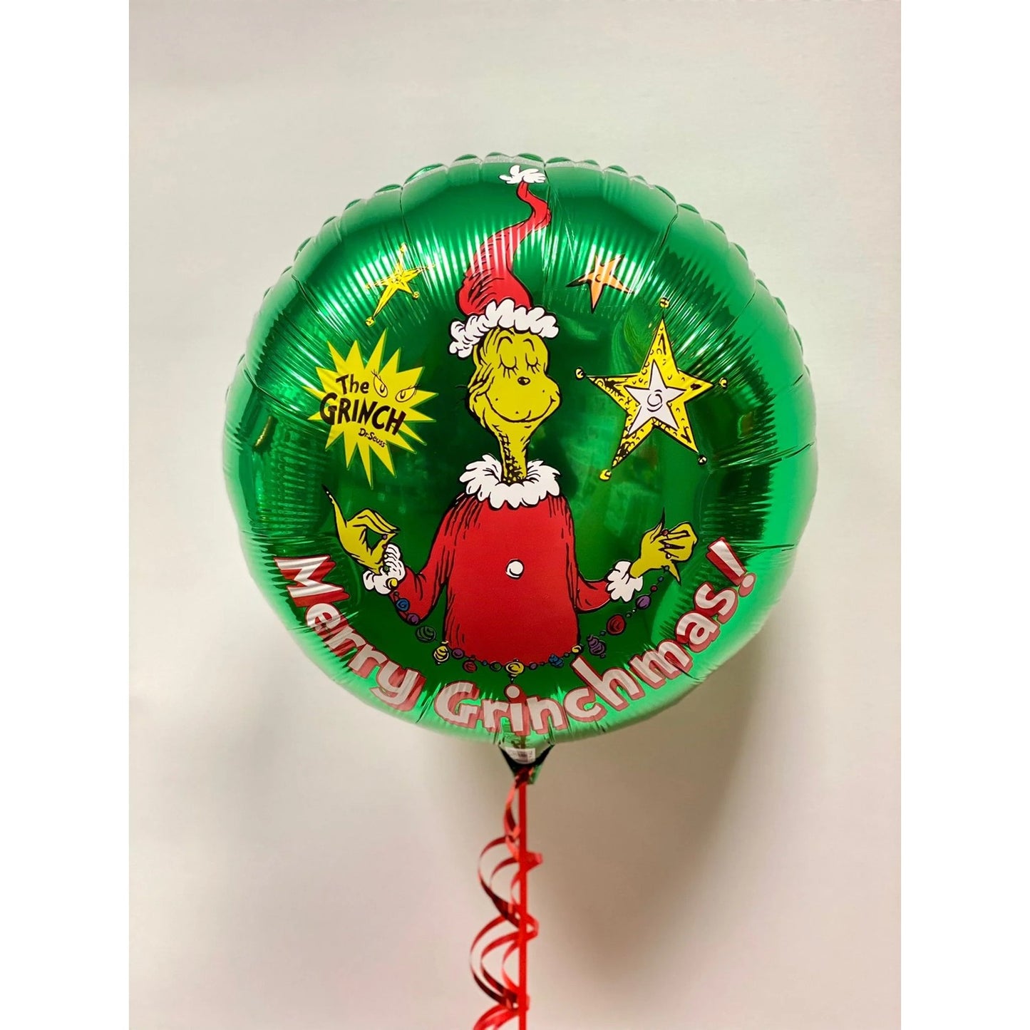 Balon Rotund, Klevo, din Folie de Aluminiu, Tema Craciun, Model Grinch, 44x53 cm, Verde