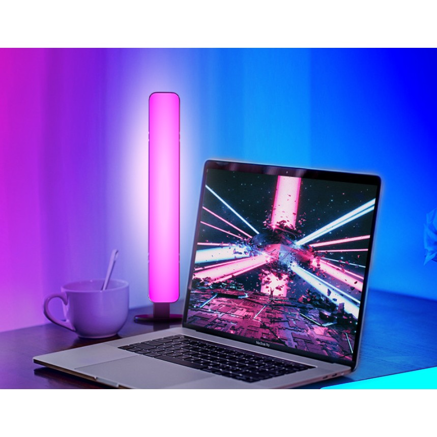 Set 2 Lampi de Birou, Klevo, RGB Colorat, 28 LED, Putere 5V, Telecomanda cu 24 de Taste, Cablu USB, Negru, 25.5x4x3.5cm