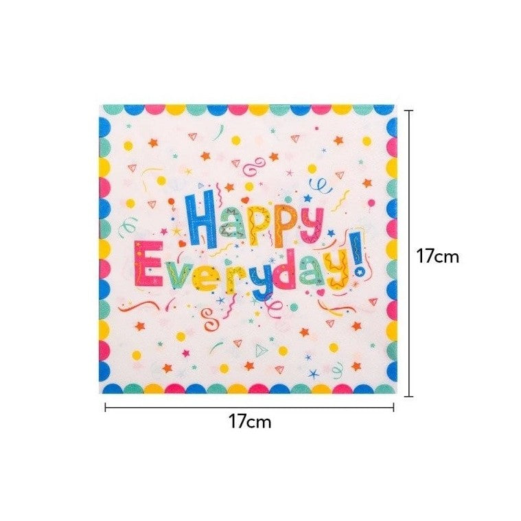 Set 20 de Servetele de Masa, Klevo, Model Happy Everyday, 17 x 17 cm, Multicolor