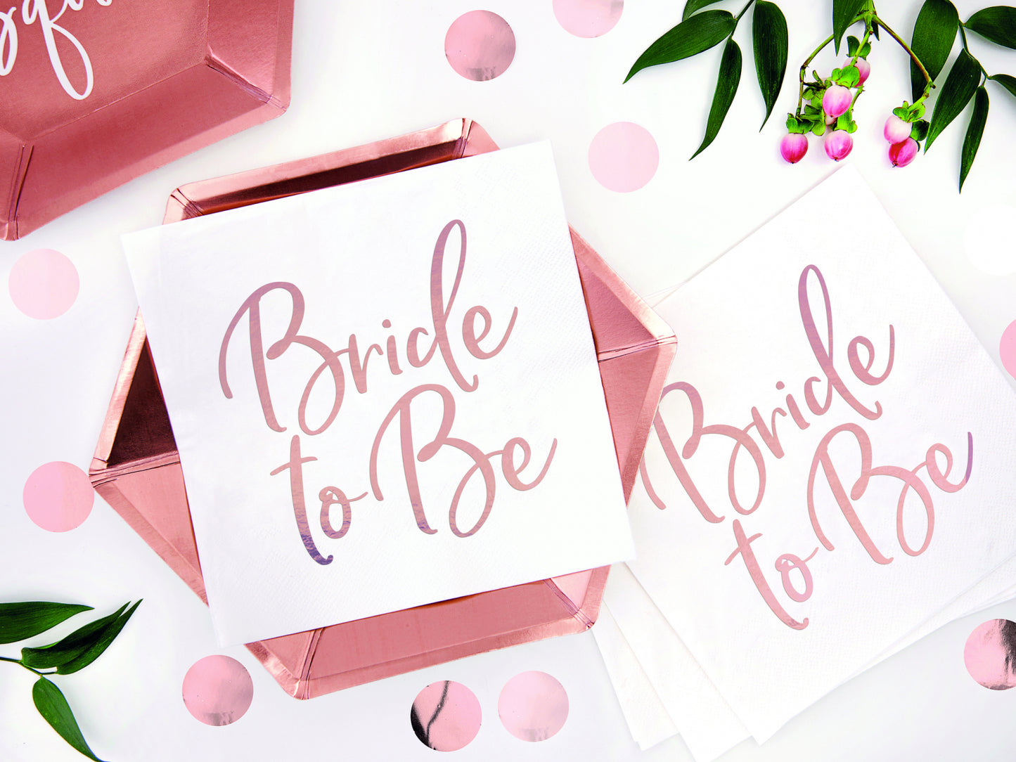 Set 20 servetele Bride to be, roz aurii, 33x33cm