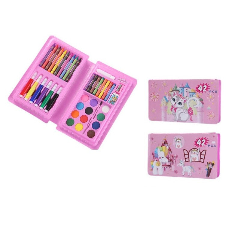 Set 42 Piese de Pictura si Desen, Klevo, Tip Penar, Model Pisicuta, 24.3 x 13 x 3 cm, Roz