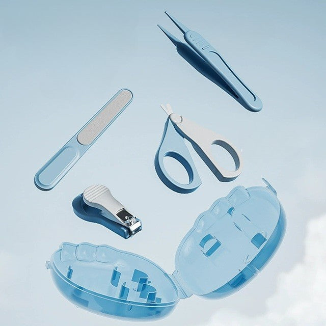 Set 4in1 de Ingrijire Unghii pentru Bebelusi, Klevo, Cutie de Depozitare Dinozaur Transparent, 0-6 Ani, 11.5 x 9 x 3 cm, Albastru