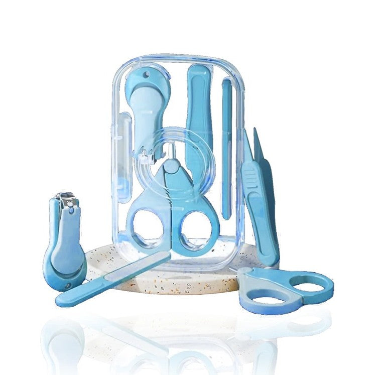 Set 4in1 de Ingrijire Unghii pentru Bebelusi, Klevo, Cutie de Depozitare Texturata, 0-6 Ani, 13.6x8x2 cm, Albastru