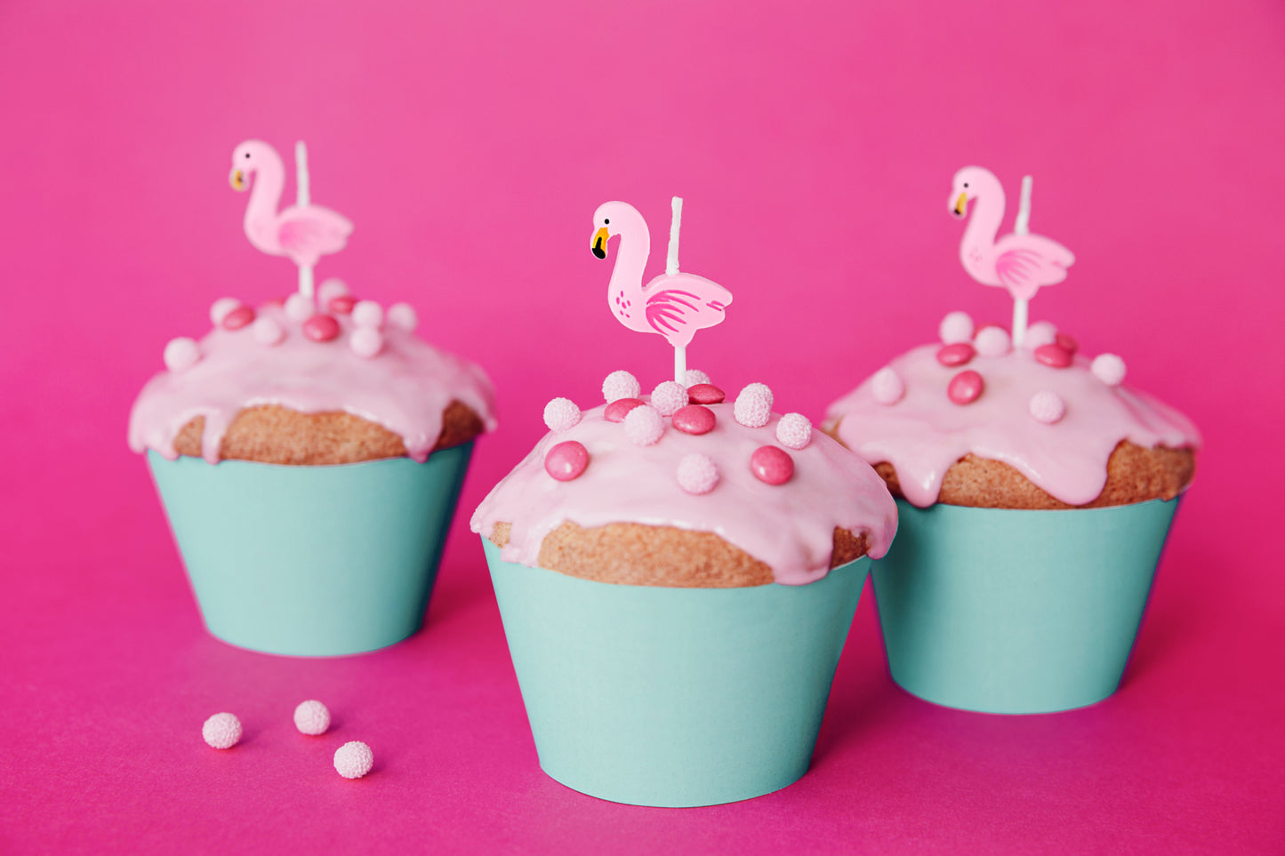 Set 5 Lumânări tort Flamingo, 3cm