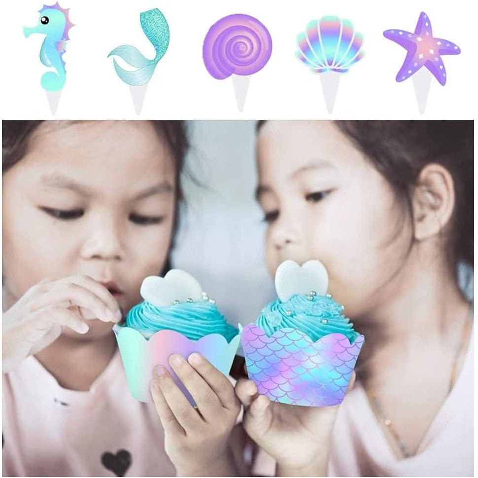 Set 6 Accesorii pentru Prajituri Sirena, Klevo, Colectia Mermaid, 22.7 x 8.7 cm, Multicolor