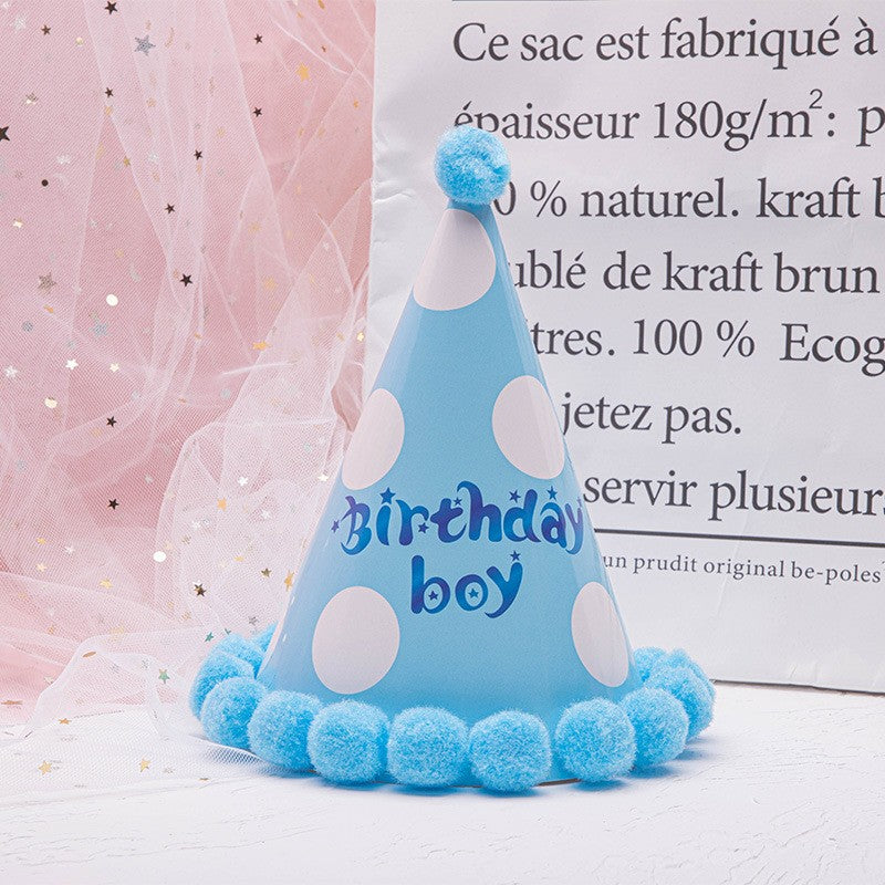 Set 6 Coifuri Birthday Boy, Klevo, pentru Petrecere, Tematica Aniversare, Model cu Buline, Albastru