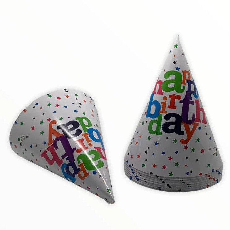 Set 6 Coifuri, Klevo, Petrecere Copii, din Carton, 20 x 13.5 cm, Model 2 Happy Birthday, Multicolor