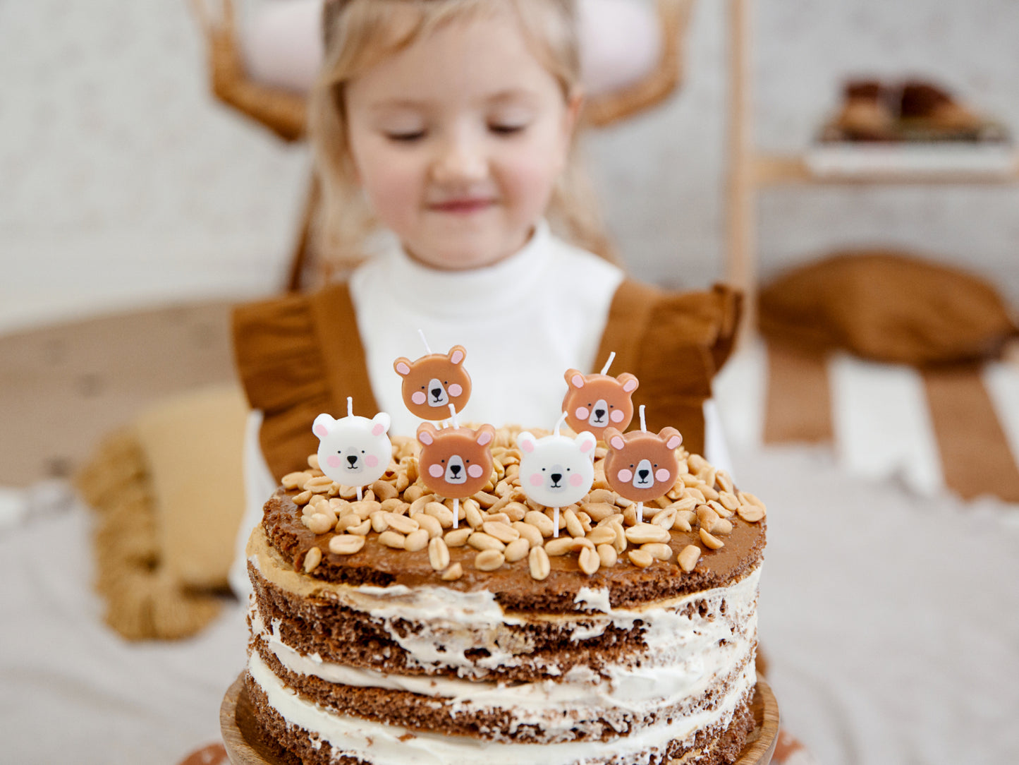 Set 6 Lumânări tort Urs, mix, 3cm