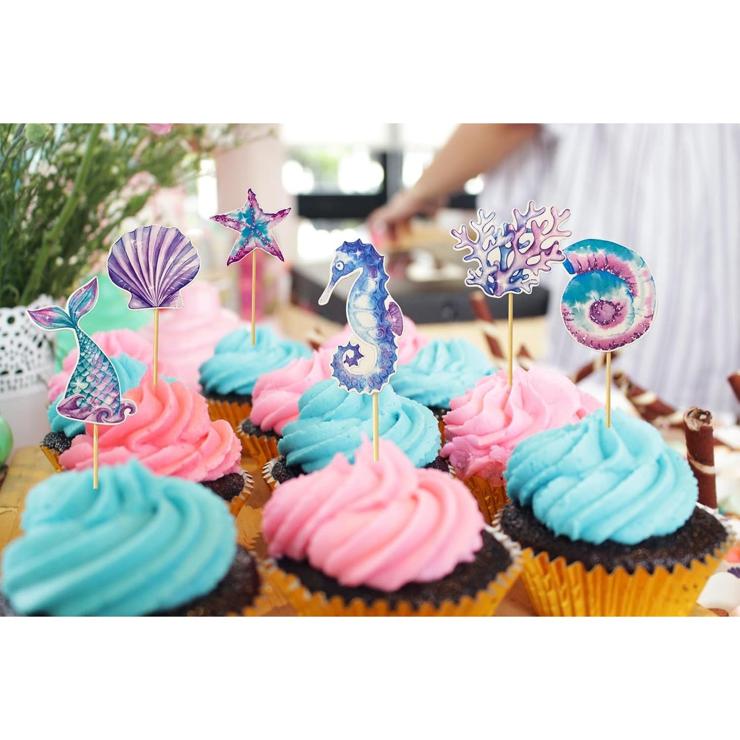 Set 6 Props-uri pentru Prajituri Sirena, Klevo, Colectia Mermaid, Multicolor