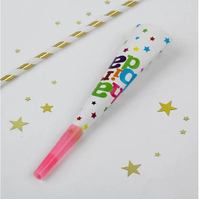 Set 6 Suflatori, Klevo, Colectia Happy Birthday, 20 cm, din Carton, Multicolor