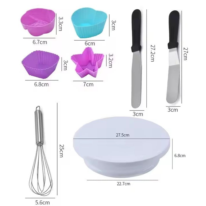 Set 80 Piese Ustensile pentru Ornare Prajituri, Klevo, din Plastic si Otel Inoxidabil, Forme Briose, Multicolor