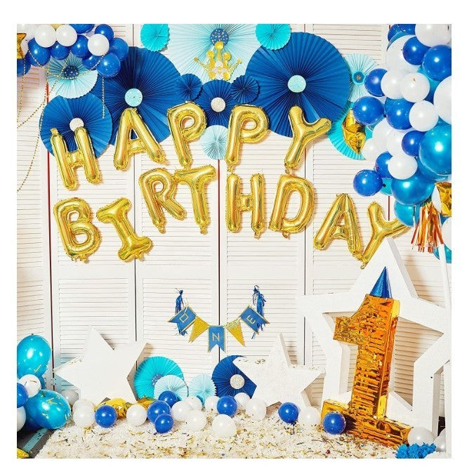 Set baloane folie Klevo, Happy Birthday, 40 cm, auriu