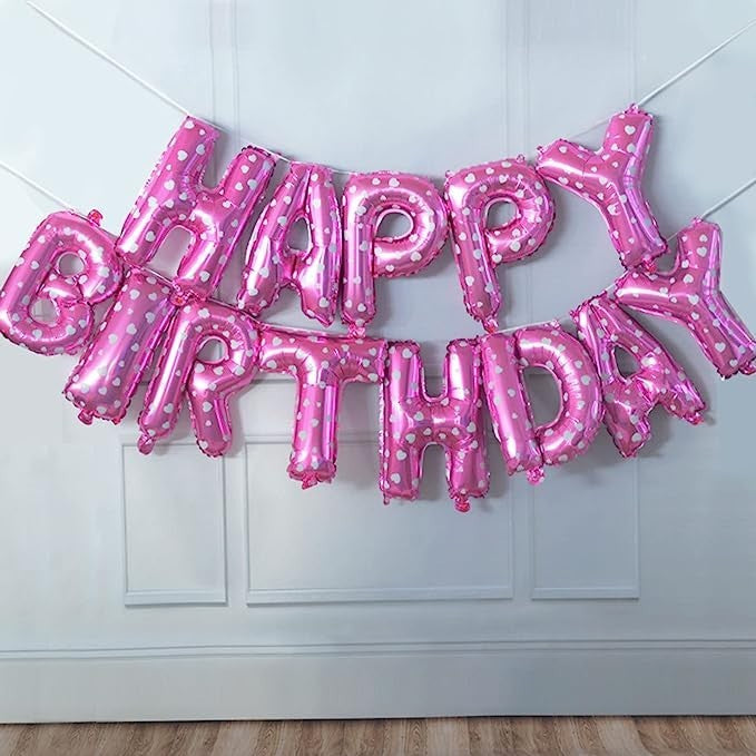 Set baloane folie Klevo, Happy Birthday, 40 cm, roz