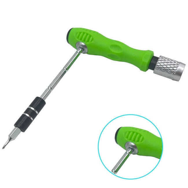 Set de Surubelnite 32-in-1 cu Clichet, Klevo, Cromate, Set de Uz Casnic pentru Repararea Electronicelor Mici, Maner durabil Verde, 10.5 x 7 x 3 cm, Gri