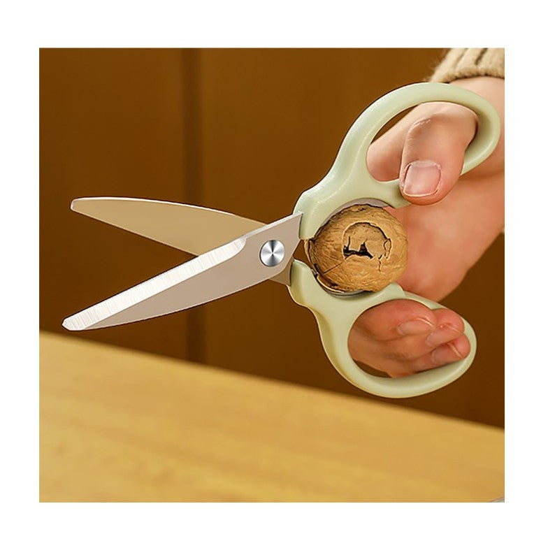 Set foarfeca pentru bucatarie Klevo, curatator legume tip suport, multifunctional, spargator nuci, material ABS si otel inoxidabil, maner ergonomic, 16.8 x 7.8 x 1 cm, verde