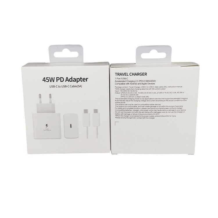 Incarcator Super Fast Charge, Klevo, Adaptor Fast Charge 45W, 5A, PD 3.0, Cablu 1m, Incarcator Fast Charge USB Type-C, Alb