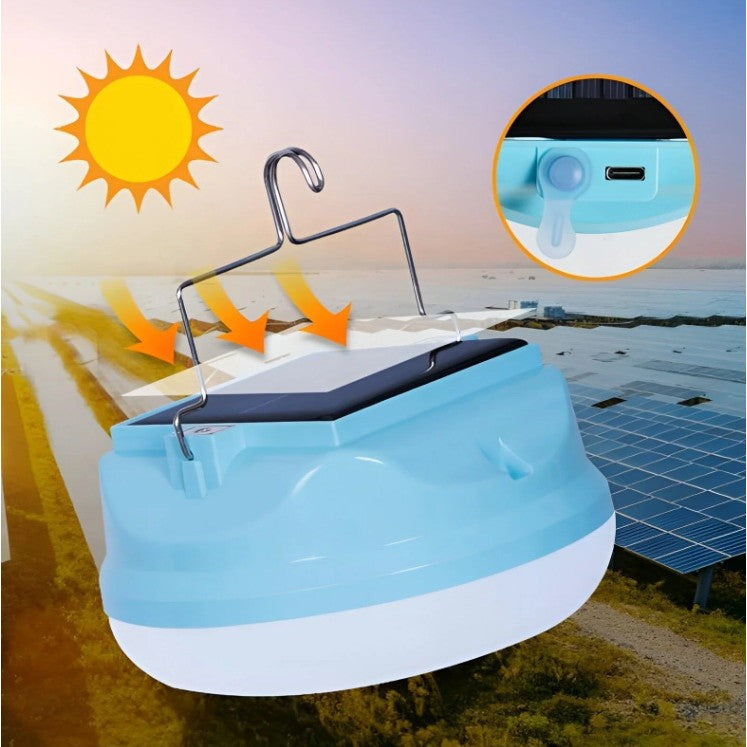 Lama Solara, Klevo, 2in1, Incarcare Solara/USB, LED, din Plastic, 3 Trepte de Intensitate, 100 W, 5V, 13 x 13 x 7 cm, Albastru