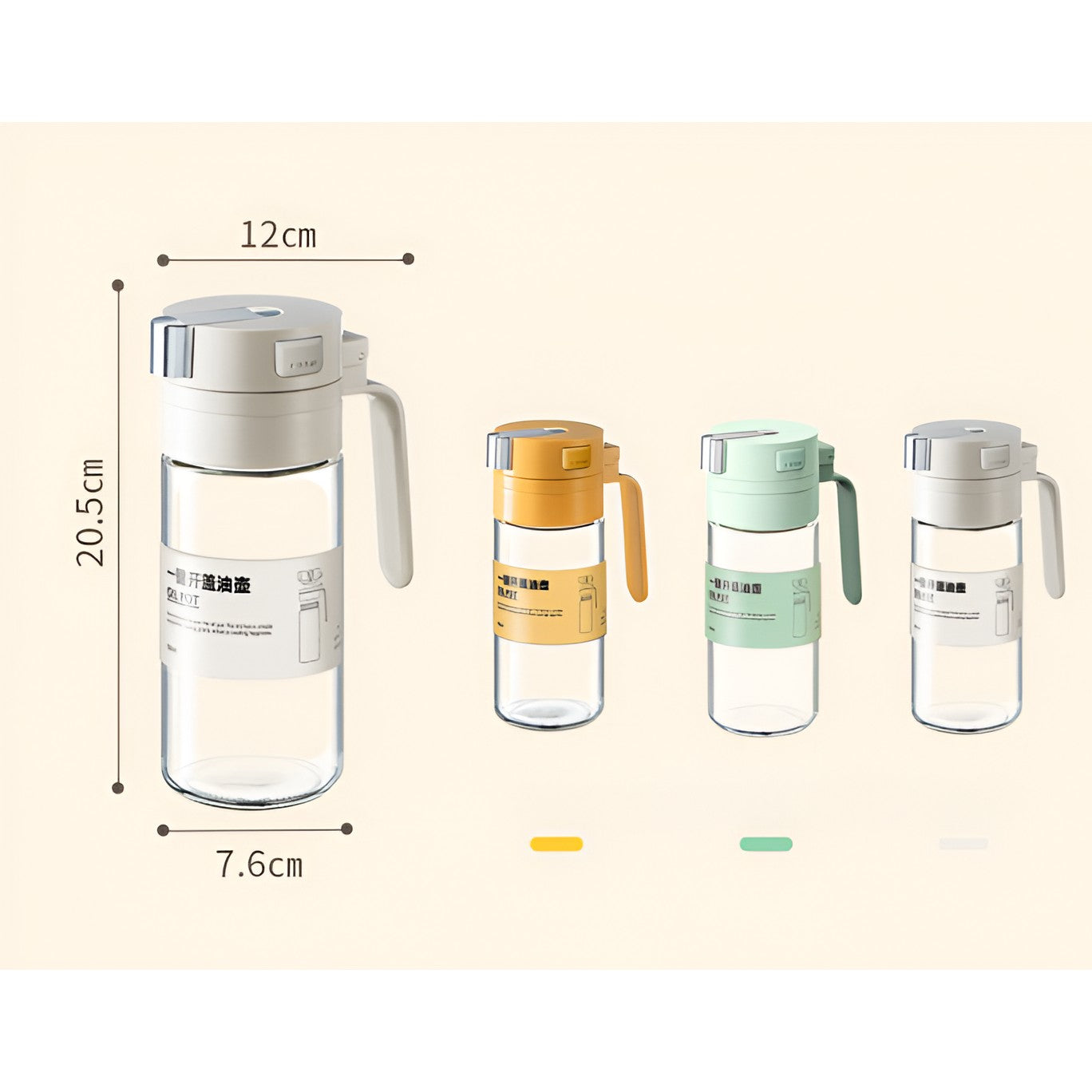 Dispenser pentru Ulei, Klevo, Deschidere si Inchidere Automata a Rezervorul, cu Inductie Gravitationala, 550 ml, 12x7.6x20.5 cm, Verde