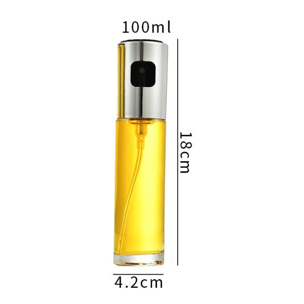 Sticla Pulverizator pentru Bucatariei, Klevo, Spray pentru Gratar, din Sticla cu Capac din Inox, 18 x 4.2 cm, volum 100 ml, Trasnparenta cu Capac Gri