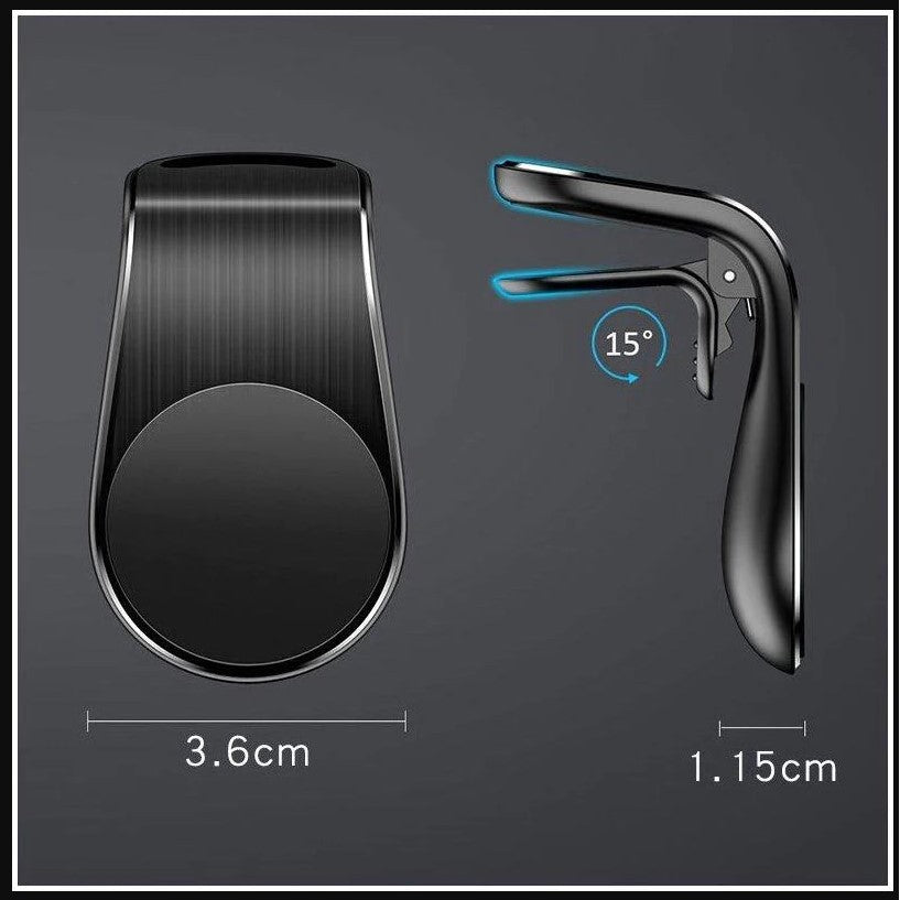 Suport auto Klevo, cu magneti puternici neodim, pentru telefon, tableta, gps, cu prindere pe grila de ventilatie, Negru