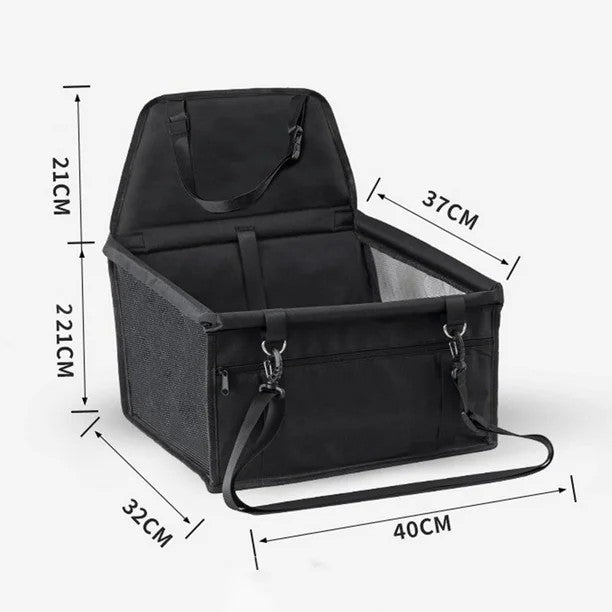 Scaun Auto pentru Animalele de Companie, Klevo, Cos Auto pentru Animale, cu Prindere de Scaun si Centura de Siguranta, 41 x 34 x 28 cm, Negru