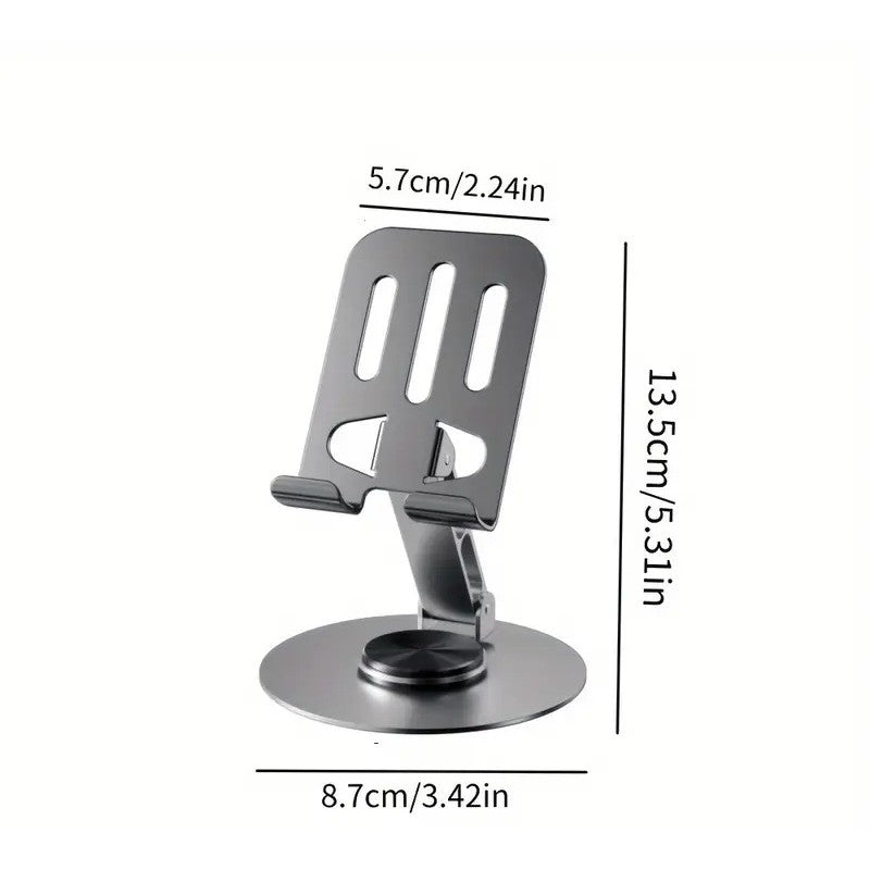 Suport de Birou pentru Telefon sau Tableta, Klevo, din Metal, Pliabil, 5.7 x 13.5 x 8.7 cm, Universal, Gri Metalic