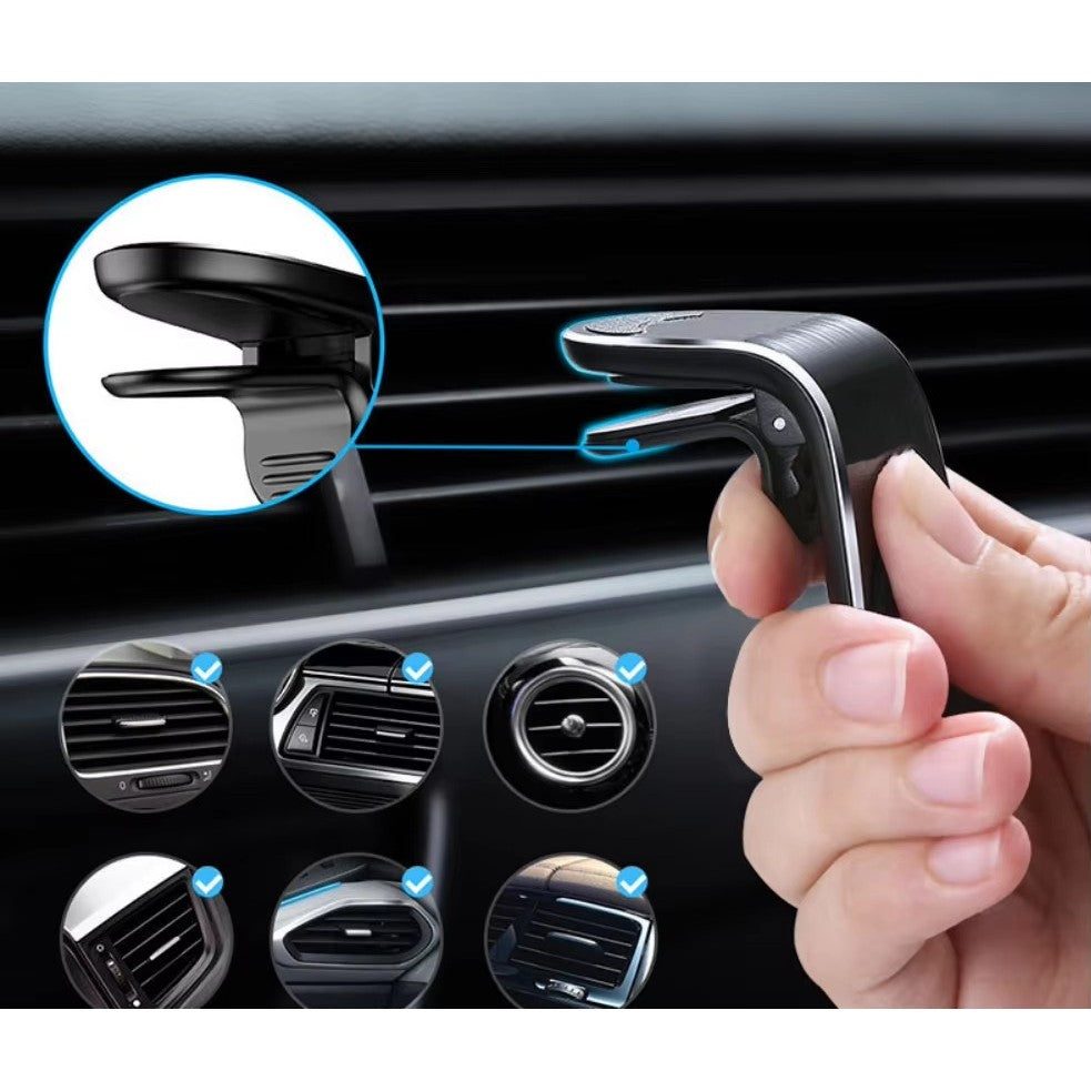 Suport de Telefon, Klevo, pentru Ventilatie, din ABS si Magnet, 3.8 x 3.7 x 6.2 cm, Universala, Argintiu