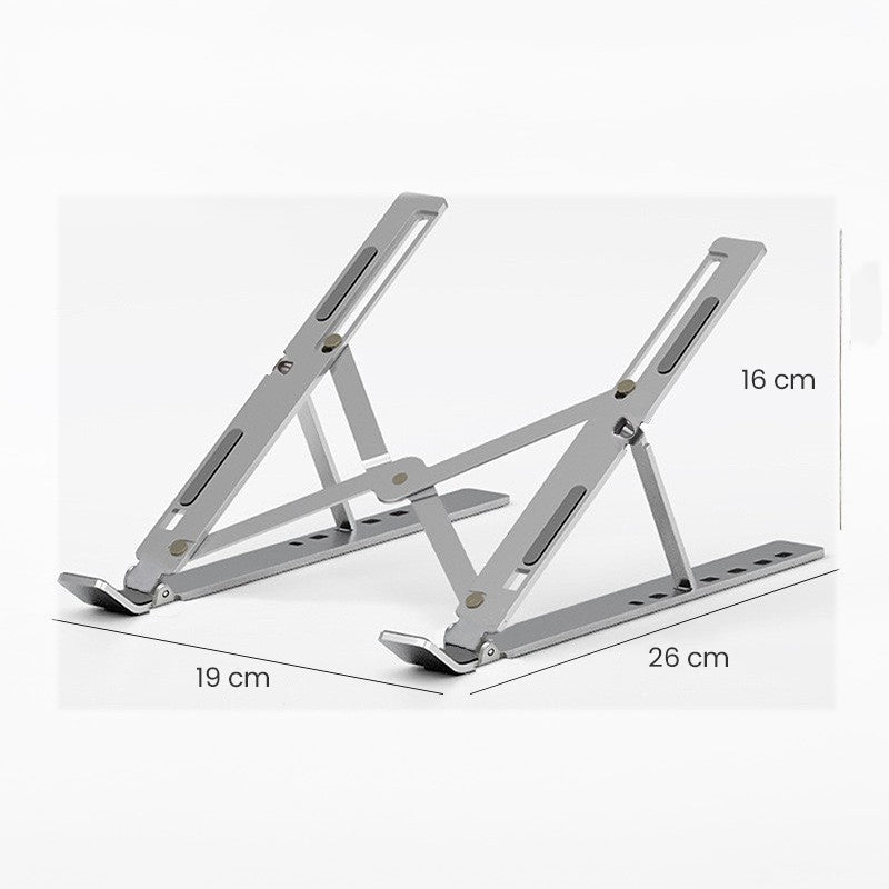 Suport pentru Laptop, Klevo, Suport Portabil Pliabil, Universal Reglabil Suspendat pentru Tableta, din Aliaj si ABS, 100-160 mm, 26 x 19 x 16 cm, Silver Gray