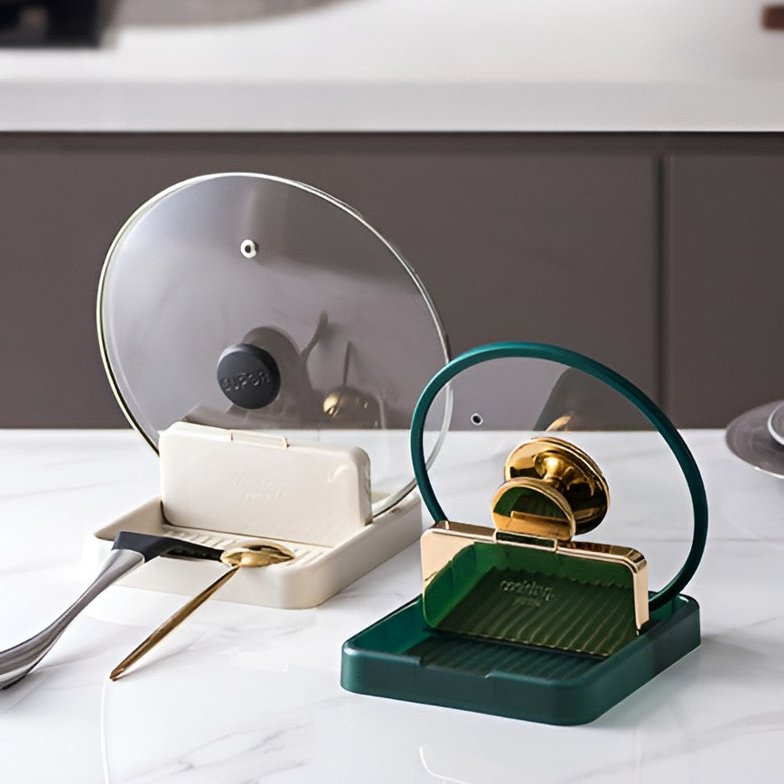 Suport Pliabil, Klevo, pentru Capace, Linguri, Multifunctional, Plasare pe Blatul de Bucatarie, 18.9x16.2x2.6 cm, Crem