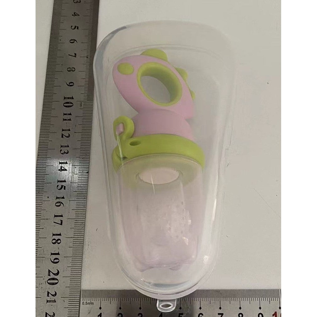 Suzeta pentru Fructe, Klevo, pentru Bebelusi, din Silicon Alimentar, +4 Luni, 2 mm Grosime Gauri Tetina, 12.4 x 5.1 x 4.7 cm, Roz/Verde