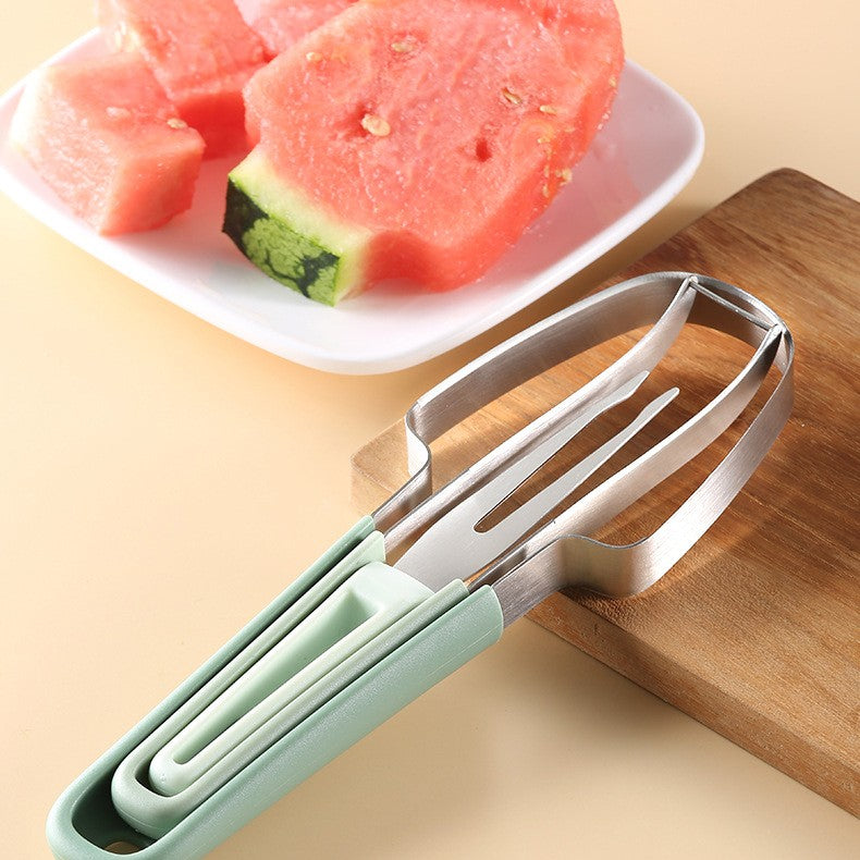Taietor Decojitor pentru Pepene, Klevo, pentru Legume si Fructe, Multifunctional, Set din 3 Parti, Otel Inoxidabil si Plastic PP, 22.5 x 7 cm Verde