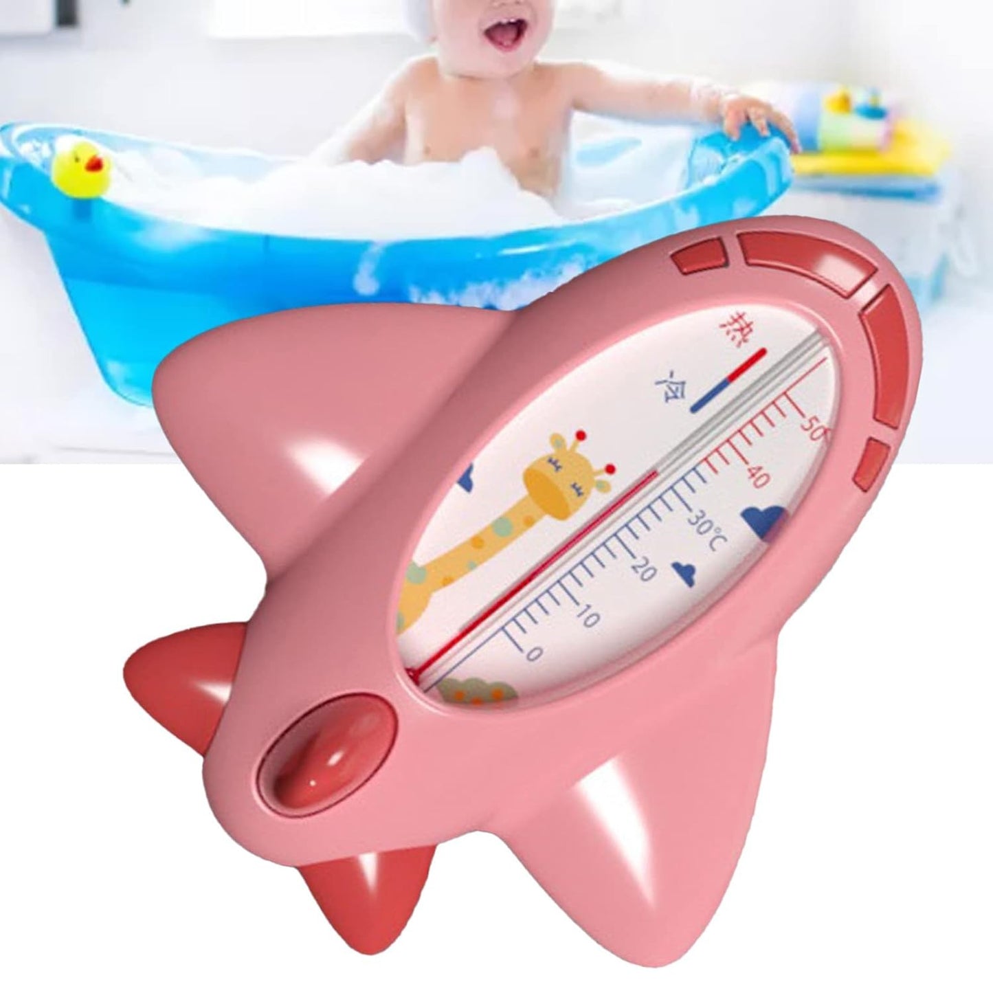 Termometru pentru Baie, Klevo, Plutitor, Rezistent la apa, Multifunctional, Model Avion, 11x10x4 cm, Roz