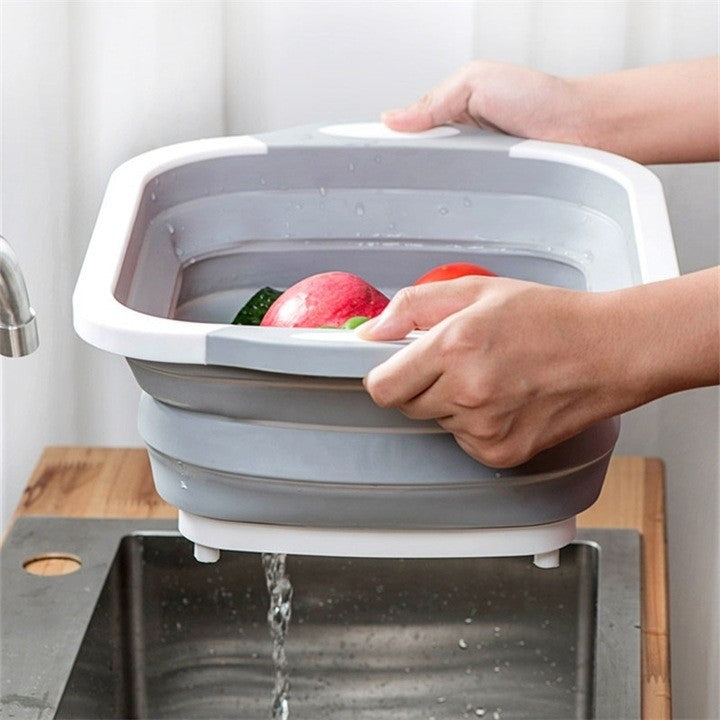 Tocator Multifunctional, Klevo, 2 in 1, cu Cos pentru Spalat si Scurgere Alimente, 480 g, Pliabila, Gri