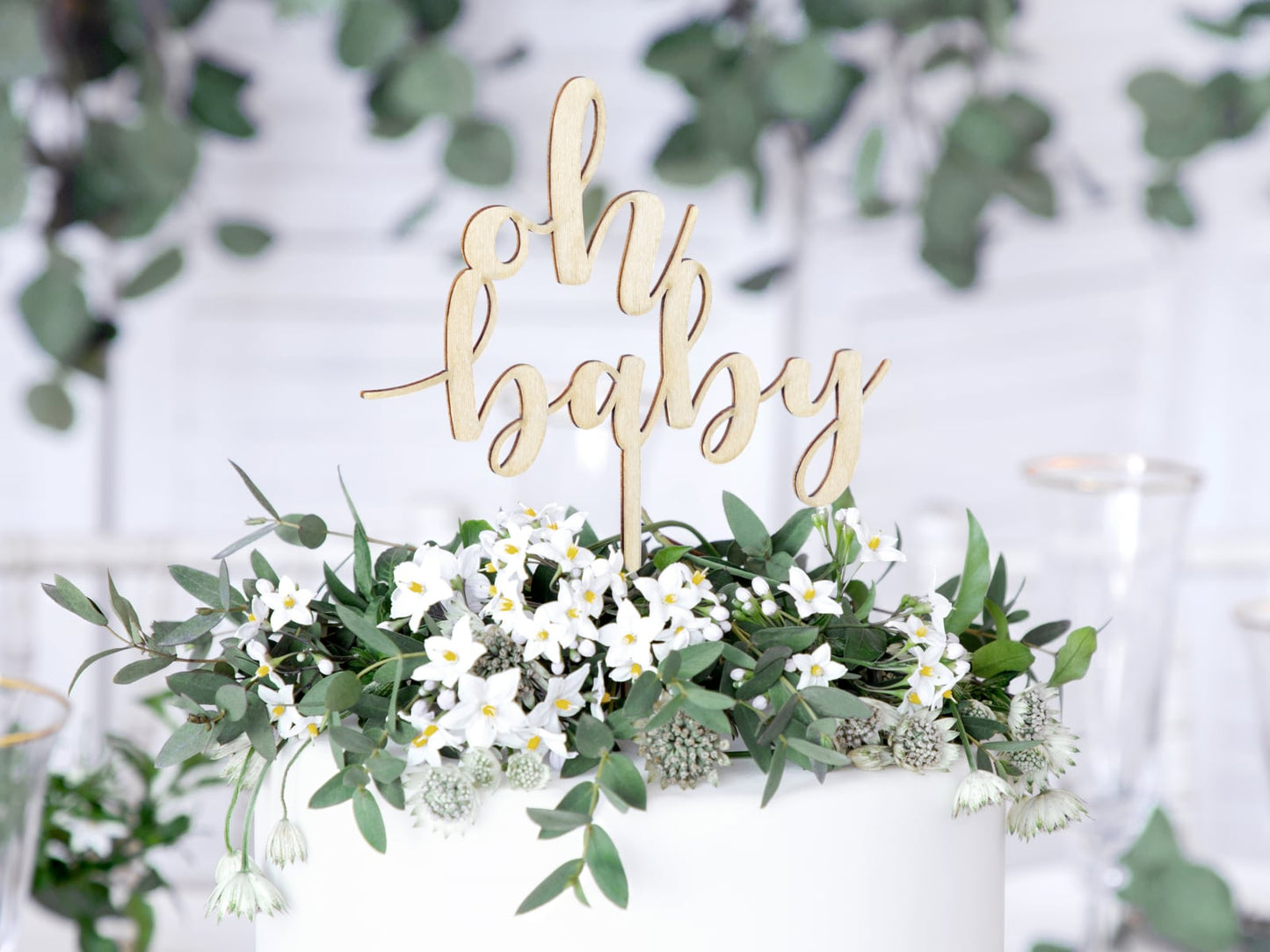 Topper Tort de Lemn Oh baby, 17cm