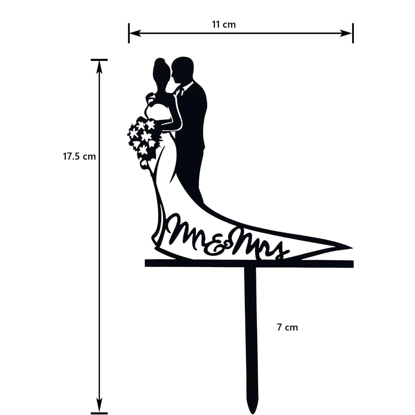 Topper Tort, Klevo, Model 1 Mr&Mrs, 17.5 x 11 cm, Negru