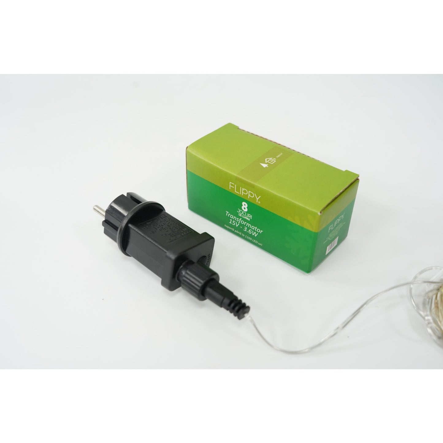 Transformator, Klevo, 8 jocuri de lumini, 15 v - 3.6W, pentru instalatii cu fir subtire din cupru