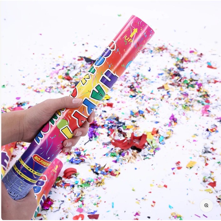 Tub de Confetti, Klevo, Clasic, 60x5 cm, Confetii Asortate din Plastic, Eliberare prin Rasucire, Multicolor