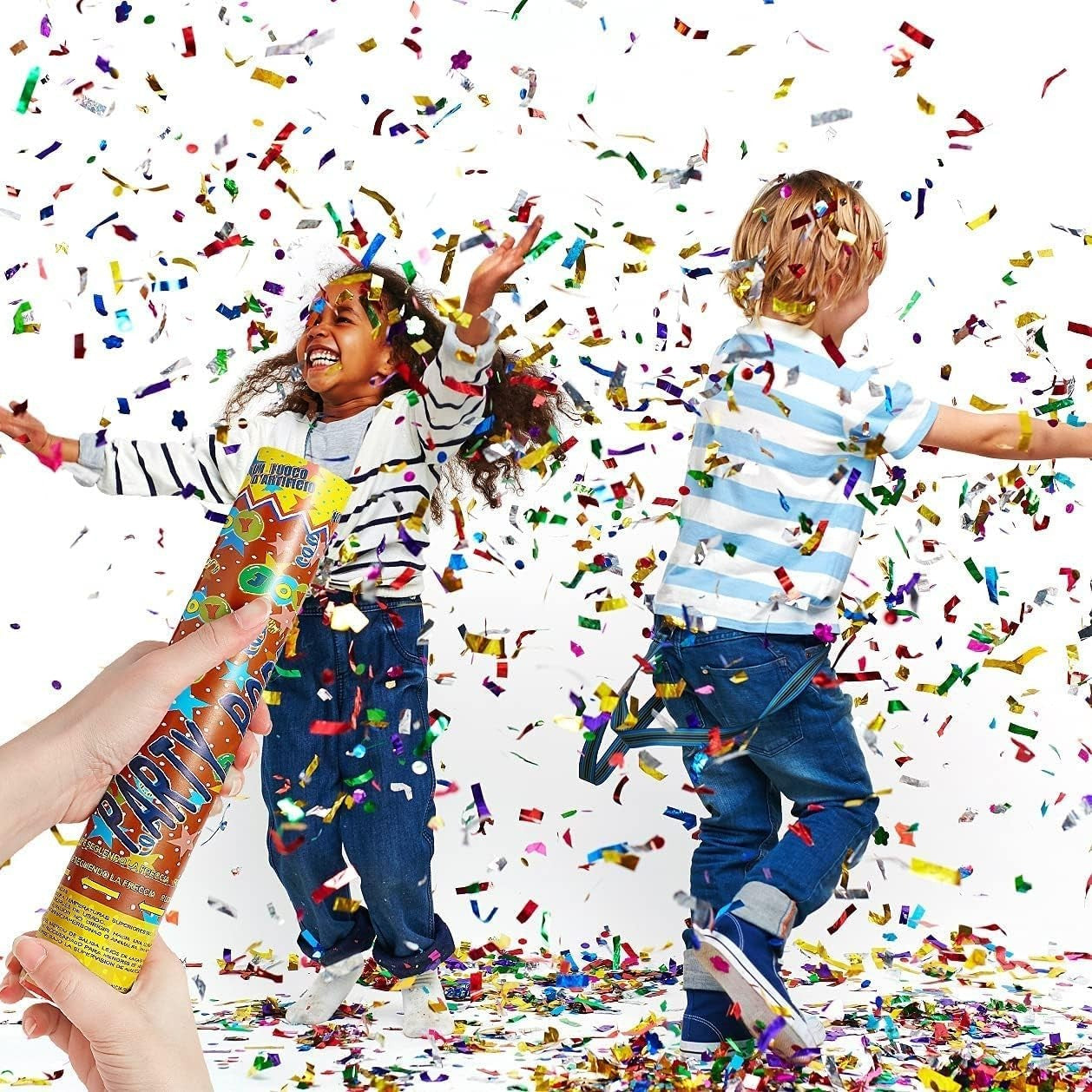 Tub de Confetti, Klevo, Party Popper, 30x5 cm, Confetii Asortate din Aluminiu, Multicolor