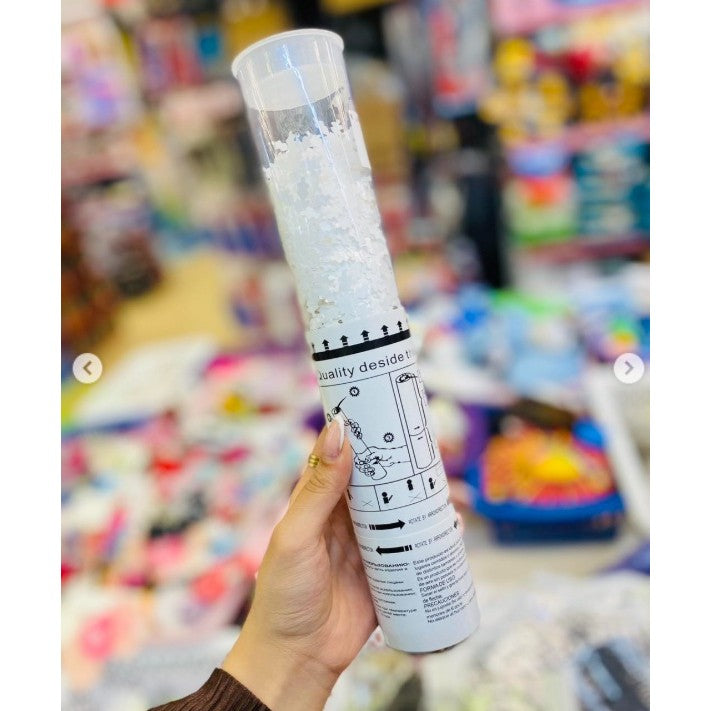 Tun de Confetti, Klevo, 30 cm, Model Fulgi de Zapada din Hartie, Ambalaj din PET, Alb