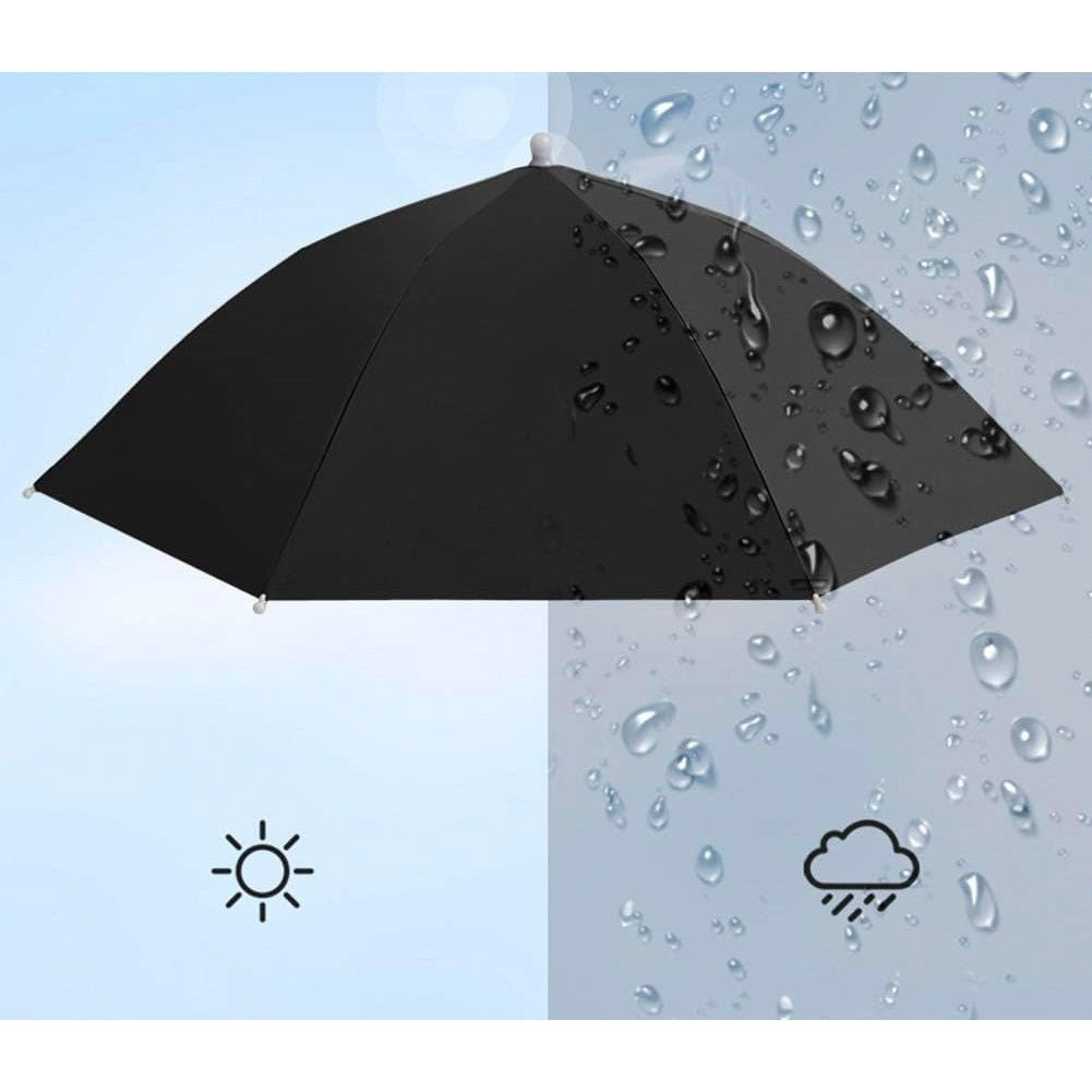 Umbrela de Cap, Klevo, Diametru 69 cm, Banda Elastica de Cap, Protectie UV/Ploaie, Negru