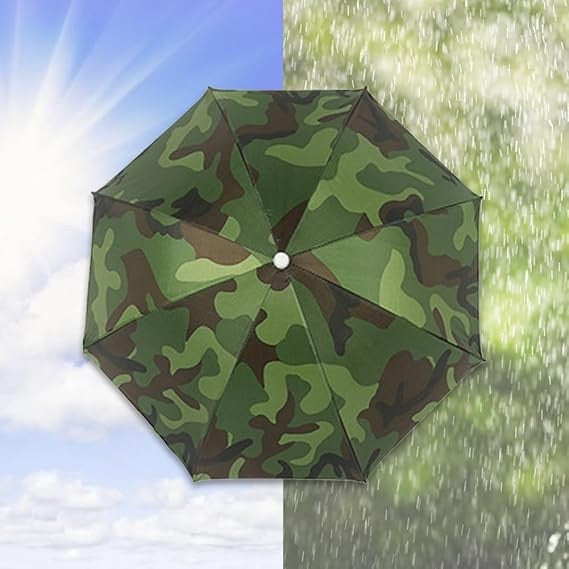 Umbrela de Cap, Klevo, Diametru 69 cm, Snur Reglabil de Cap, Protectie UV/Ploaie, Camuflaj