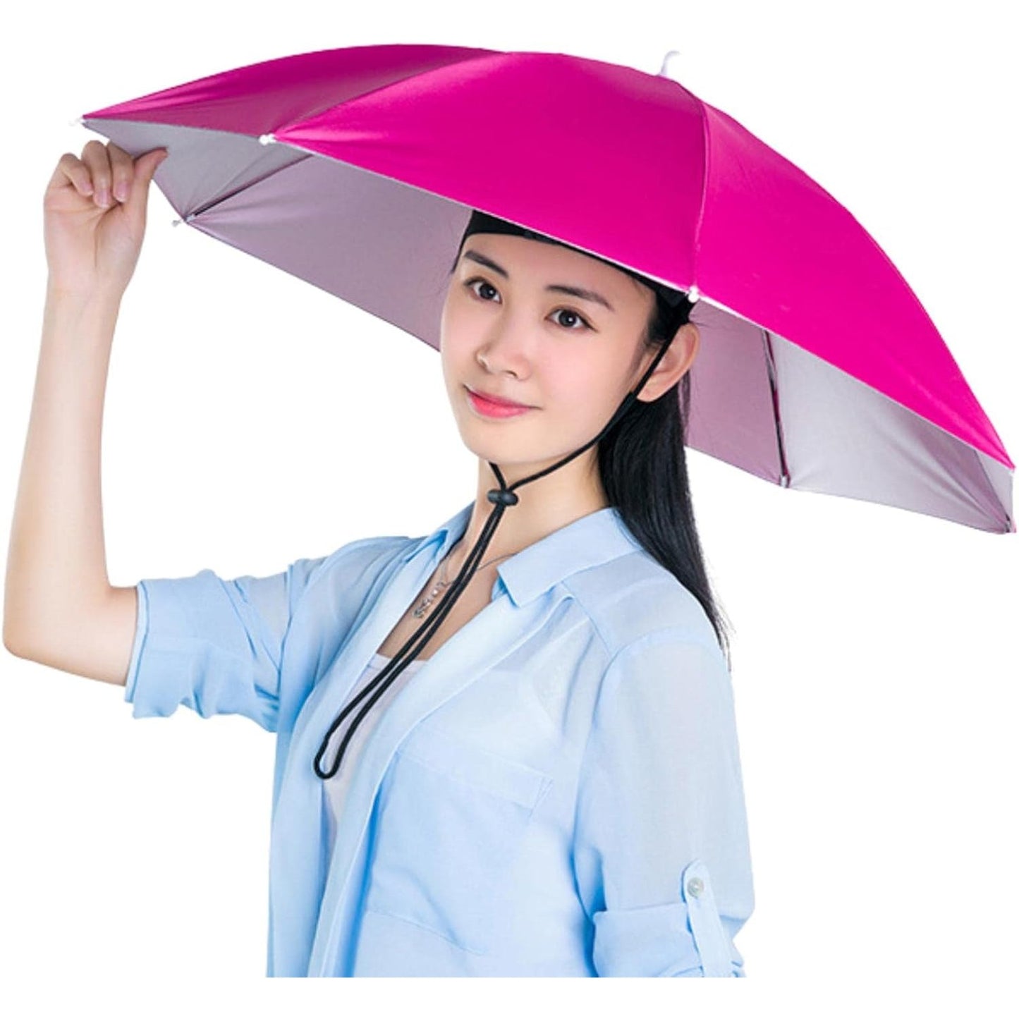 Umbrela de Cap, Klevo, Diametru 69 cm, Snur Reglabil de Cap, Protectie UV/Ploaie, Roz