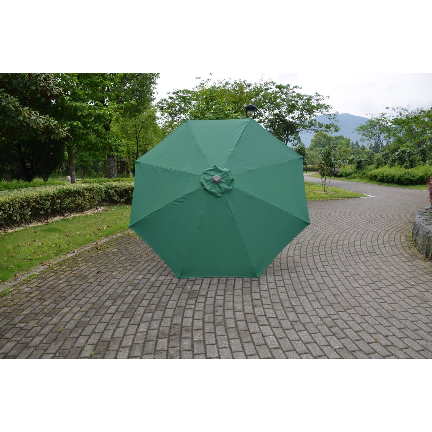Umbrela Rotunda de Soare pentru Terasa sau Gradina, Klevo, Diametru 2.70 m, Inaltime 2.80 m, 9 Brate, Manivela, Diametru Tija 35 mm, Inclinare, Verde
