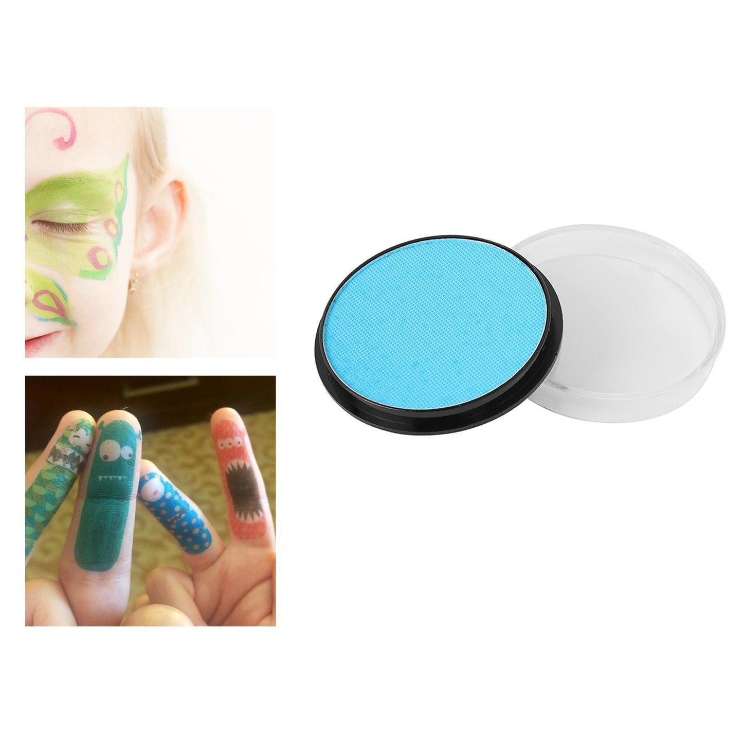 Vopsea pentru Fata si Corp, Klevo, cu Pigment Fosforescent, 30 g, Activare cu Apa, Albastru Deschis