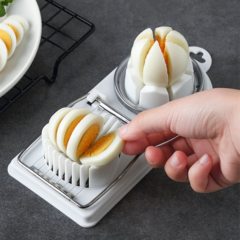 Feliator multifunctional Klevo pentru oua, mozzarela, fructe, 2 forme de feliere, agatatoare, 20 cm, Alb