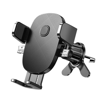 Suport Auto Telefon Klevo, Prindere Grila Ventilatie, Tija Fixare Reglabila, Rotativ 90 grade, Design Modern, Detalii Fine, Material Plastic si Silicon, 11 x  8.5 cm, Negru