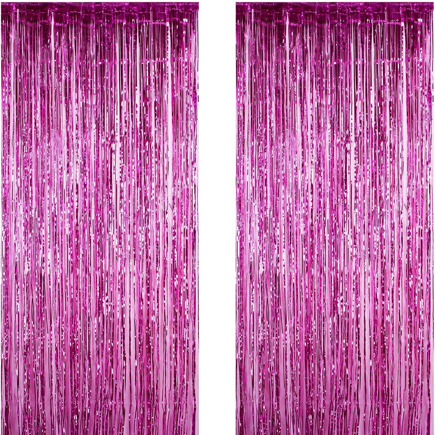 Perdea Franjurata, Klevo, Model Decor Petrecere, pentru Fundal de Poze, Amenajare Colorata a Petrecerii, Dimensiune 100x200 cm, Roz Inchis