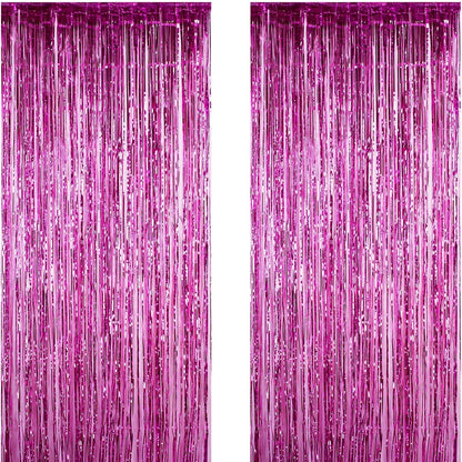 Perdea Franjurata, Klevo, Model Decor Petrecere, pentru Fundal de Poze, Amenajare Colorata a Petrecerii, Dimensiune 100x200 cm, Roz Inchis